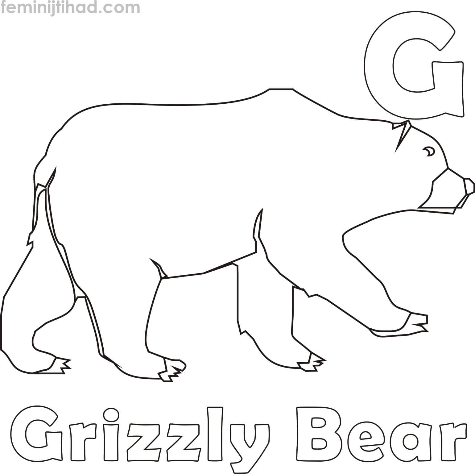 coloring page of a grizzly bear
