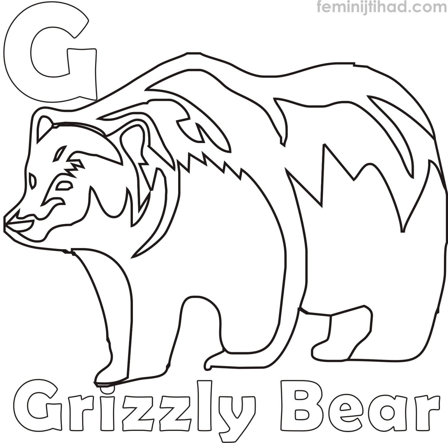 coloring page of a grizzly bear printable
