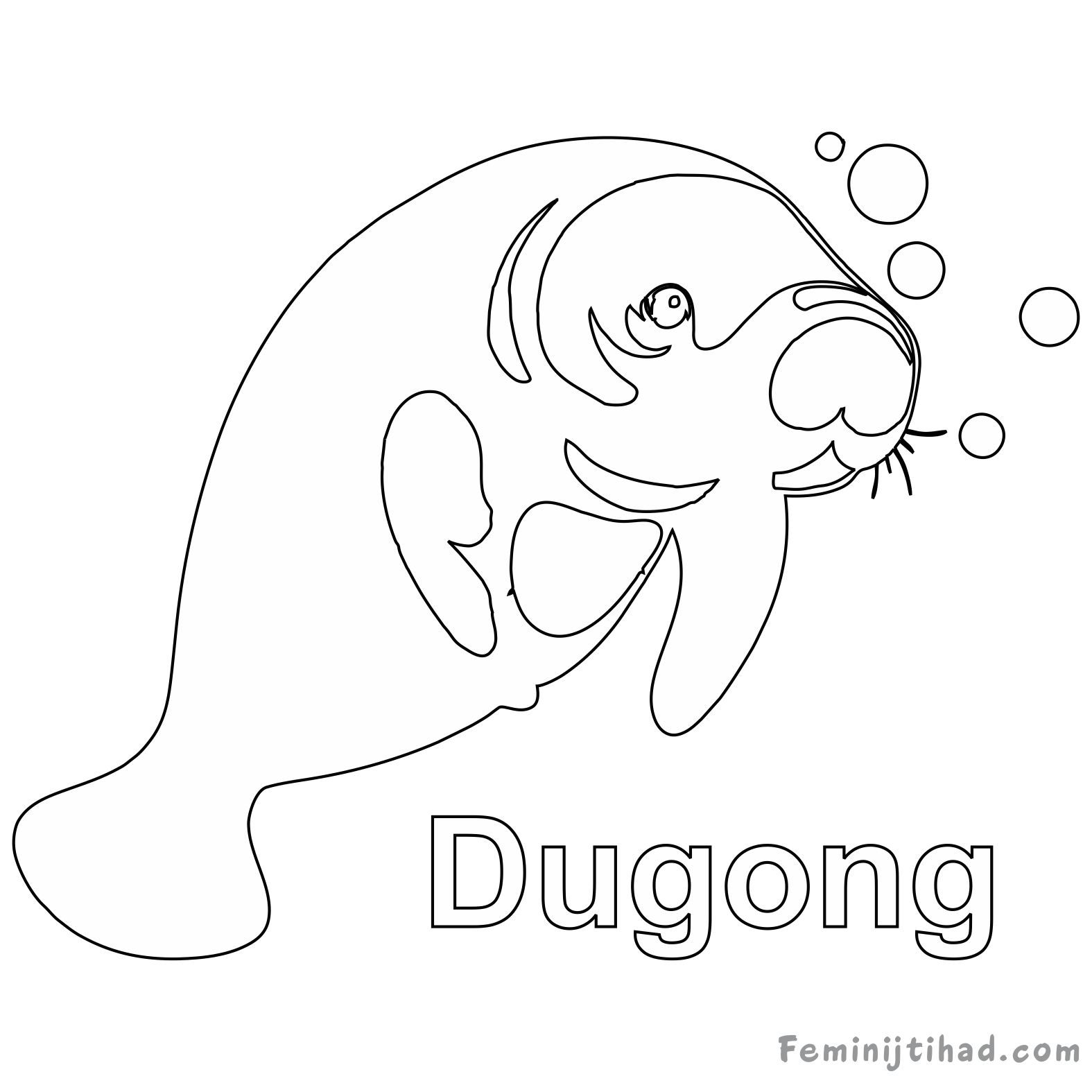coloring page of dugong free