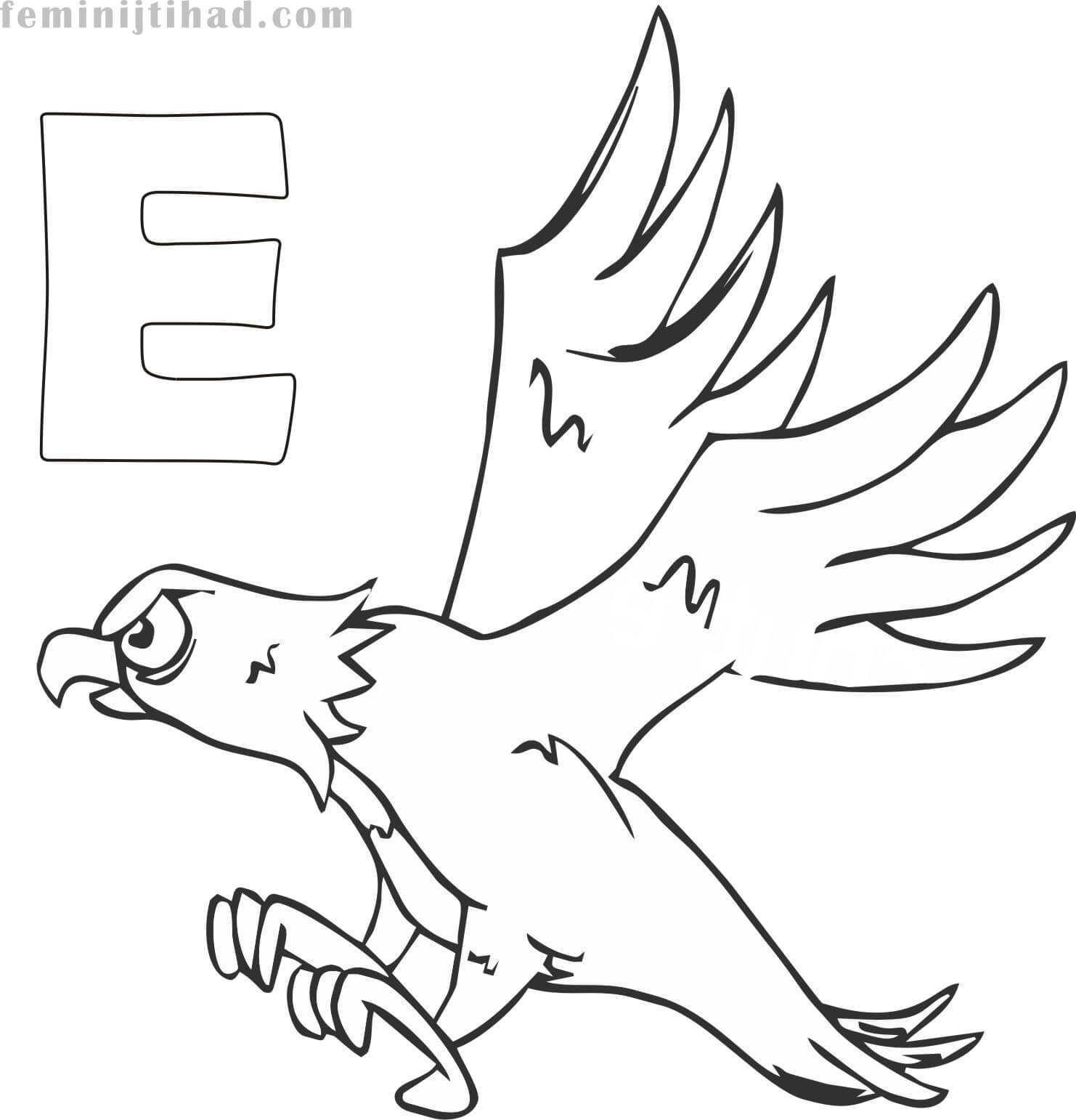 coloring page of eagle flying