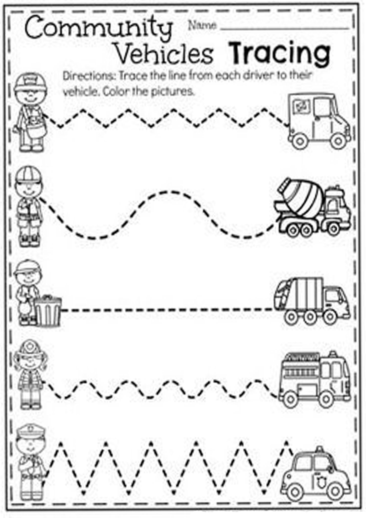community helpers coloring pages car