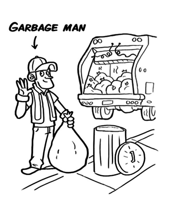 community helpers coloring pages garbage man