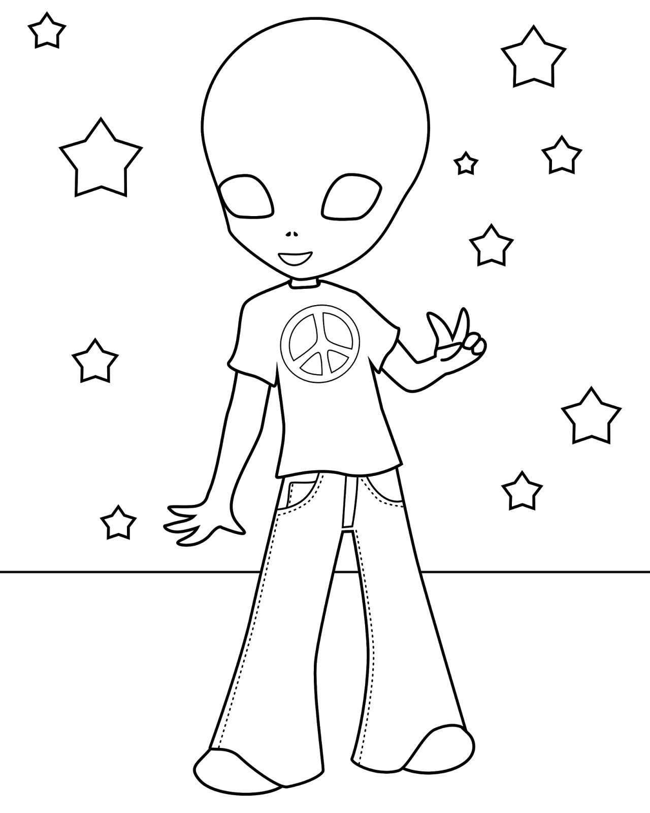 trippy alien coloring pages