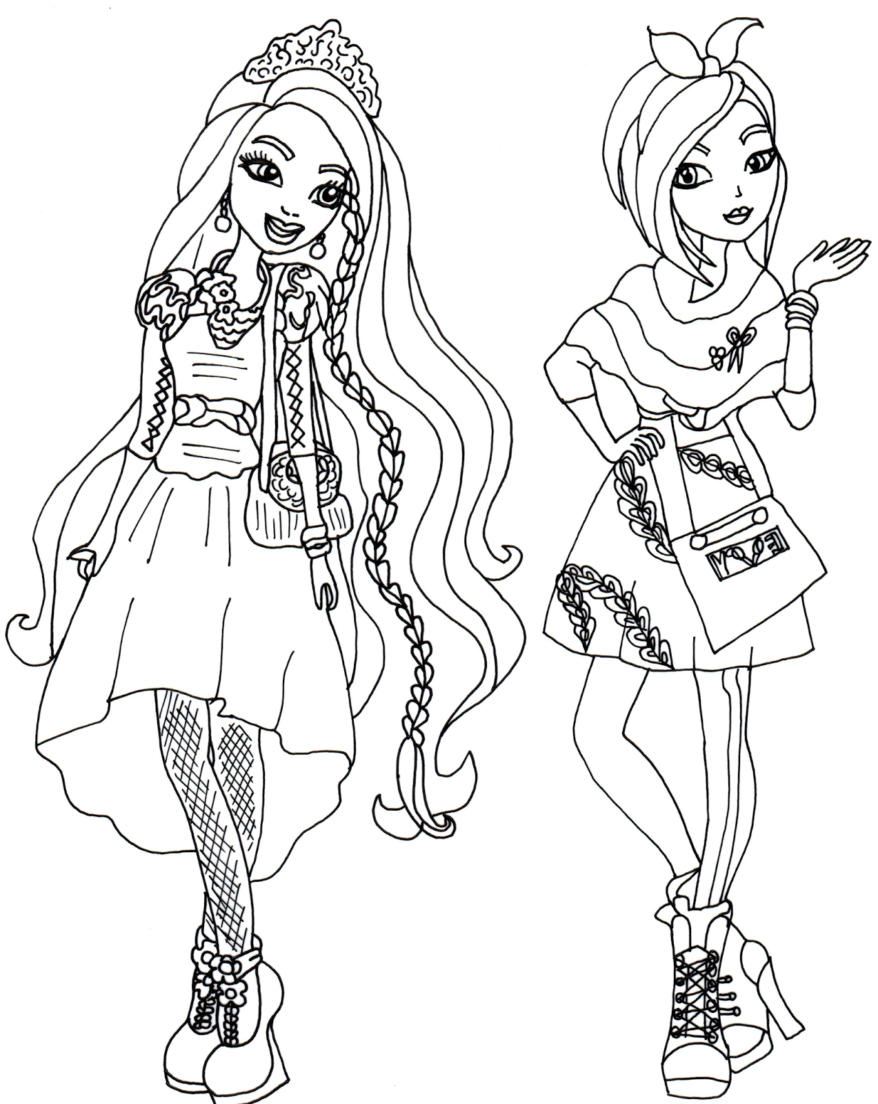 ever after high lizzie hearts coloring pages