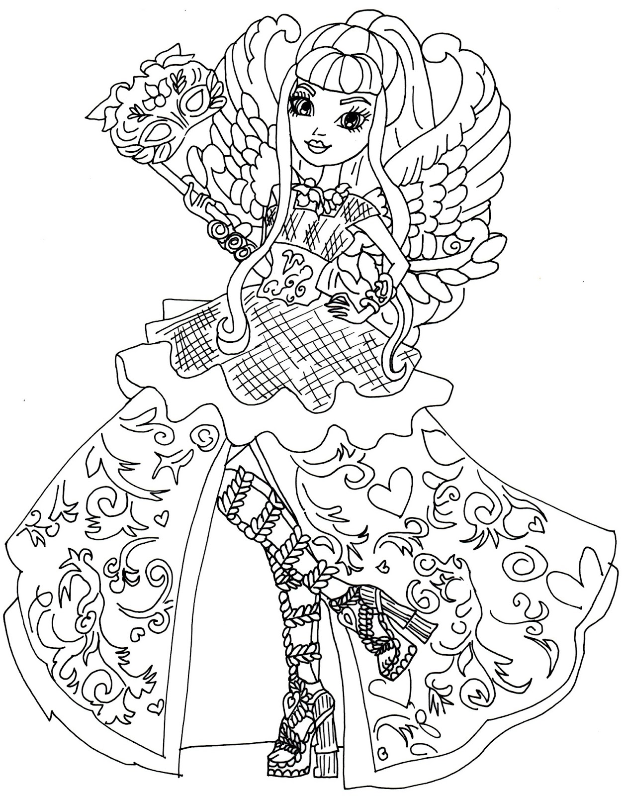 ever after high coloring pages cupid