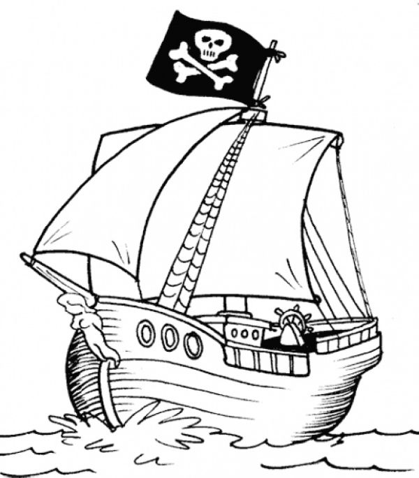 realistic pirate ship coloring page