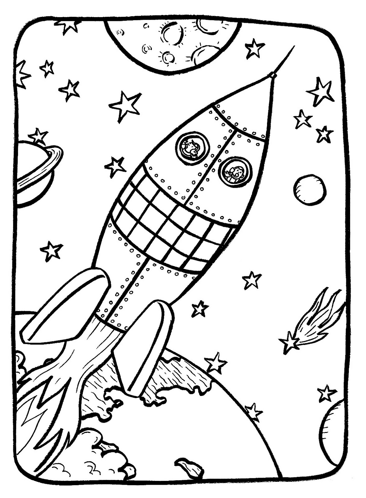 coloring pages of a rocket ship