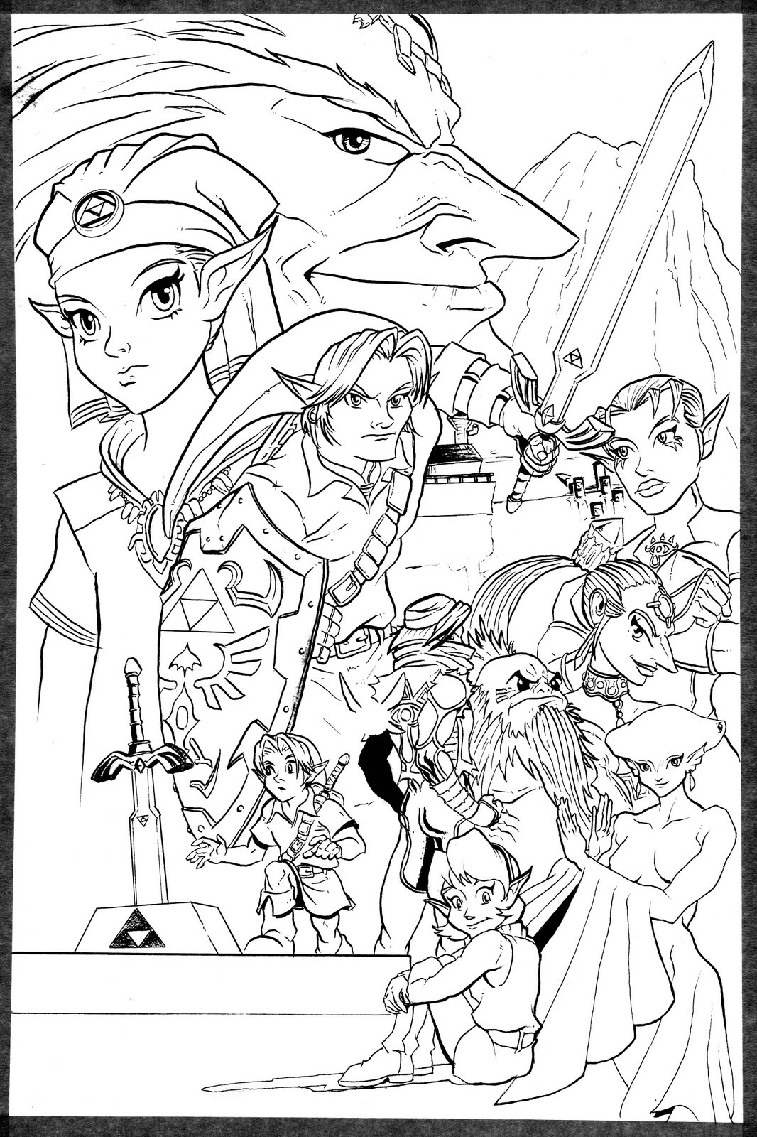 link and zelda coloring pages