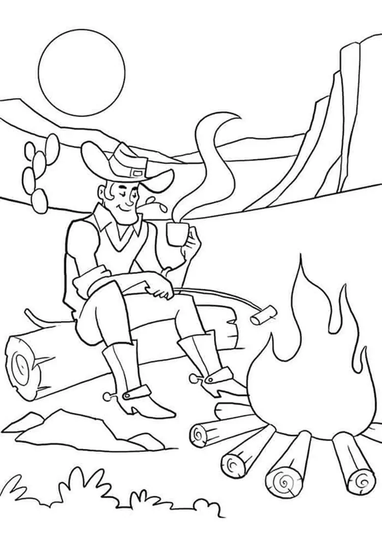 cowboy campfire coloring pages