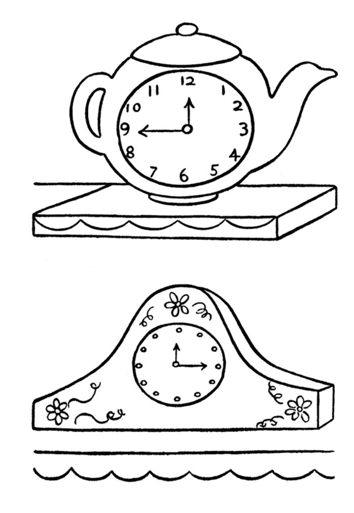cup clock coloring sheet online