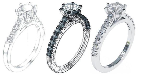 custom diamond engagement and wedding ring design