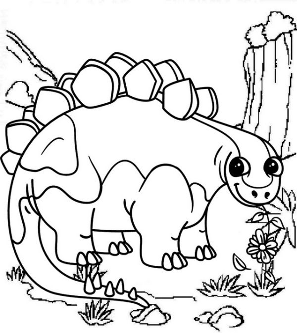 cute stegosaurus coloring page