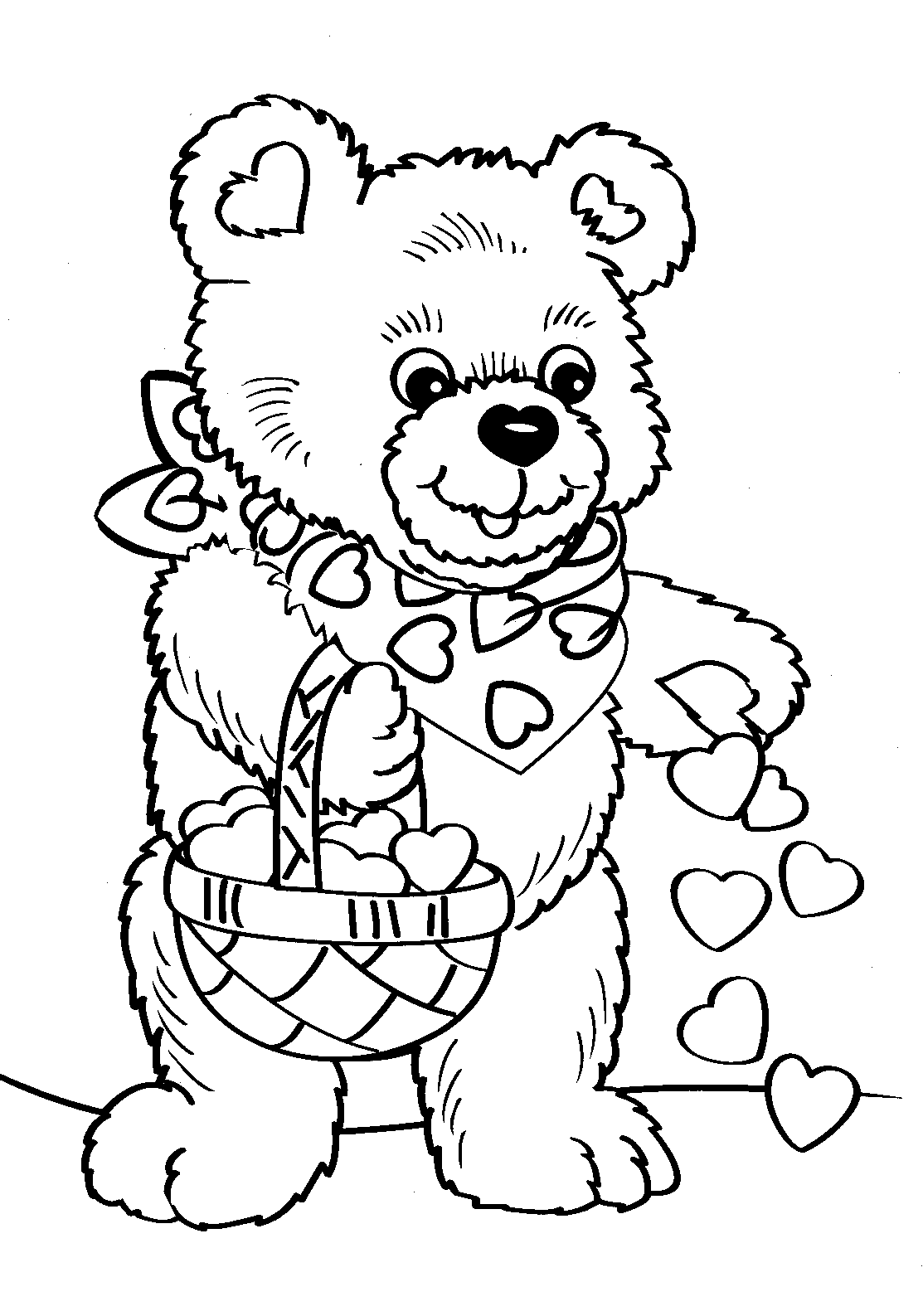 teddy bear with heart coloring pages