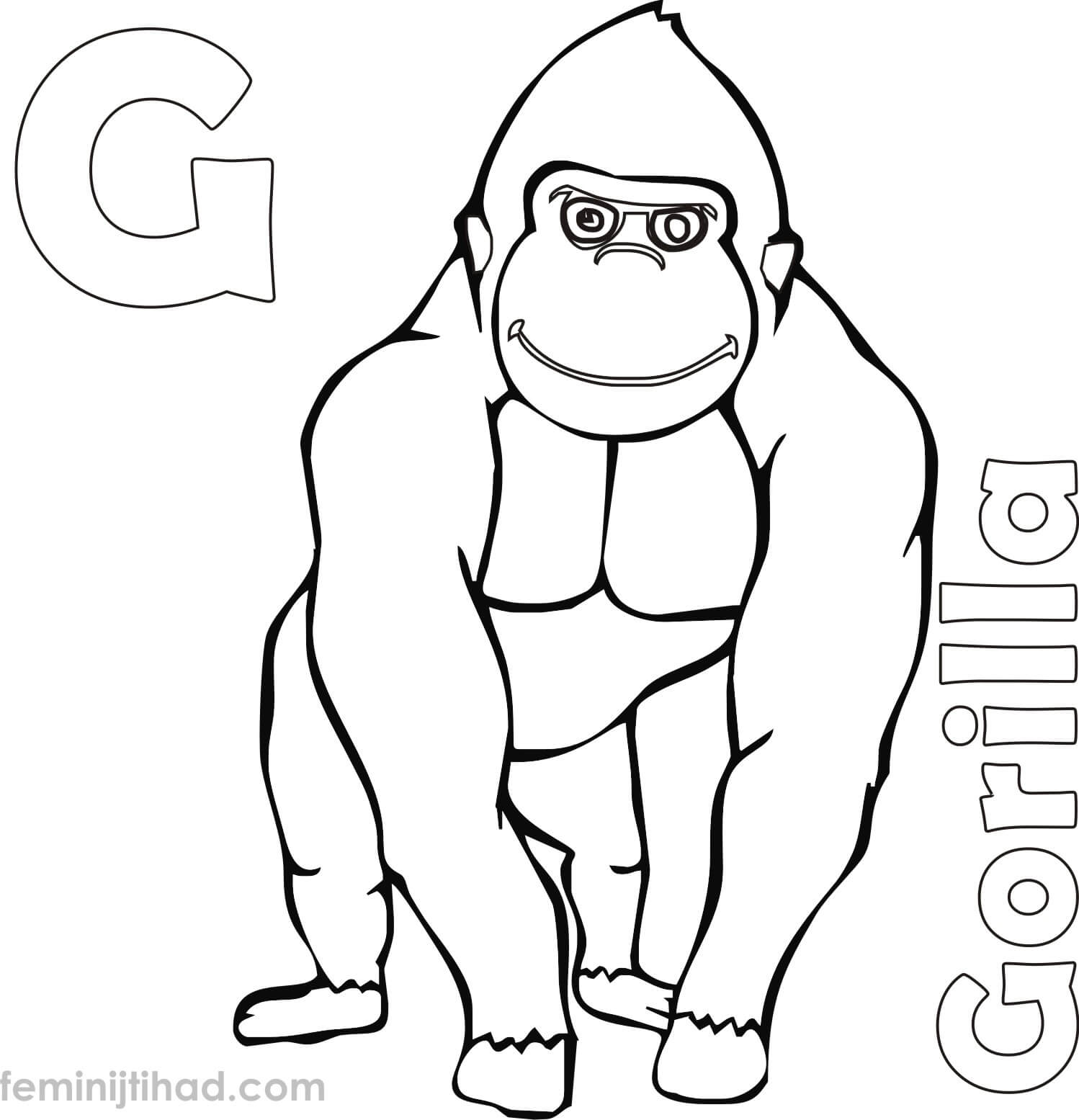 cute gorilla coloring page