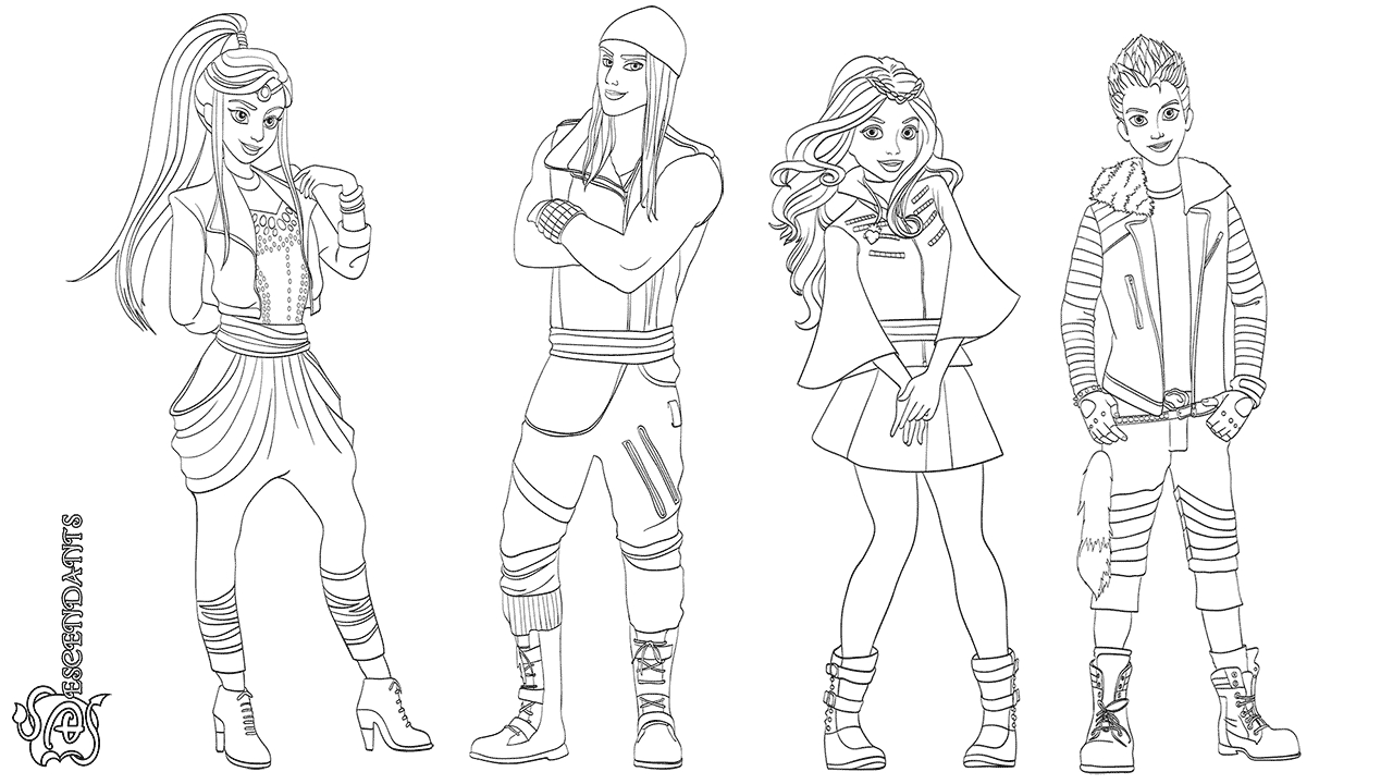 descendants coloring pages already colored