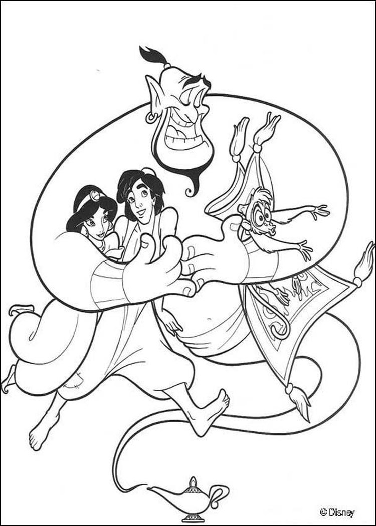 disney aladdin coloring pages genie