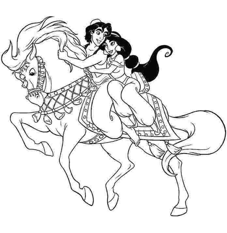 disney princess jasmine and aladdin coloring pages