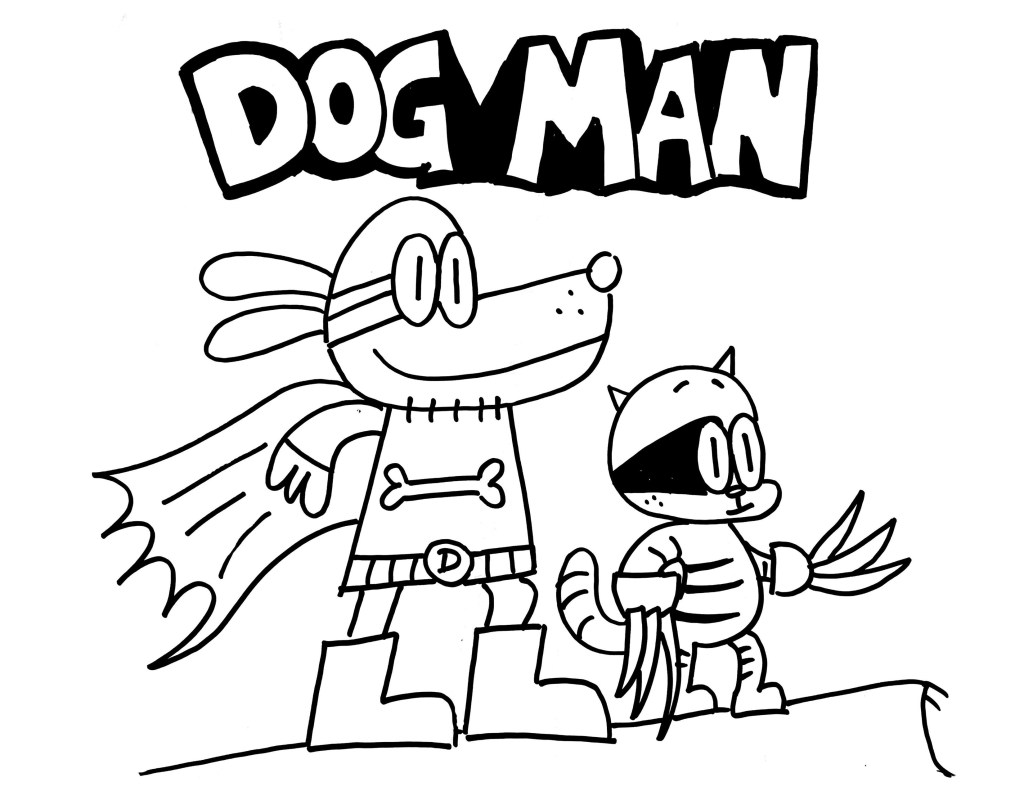 dogman and cat kid coloring pages black and white