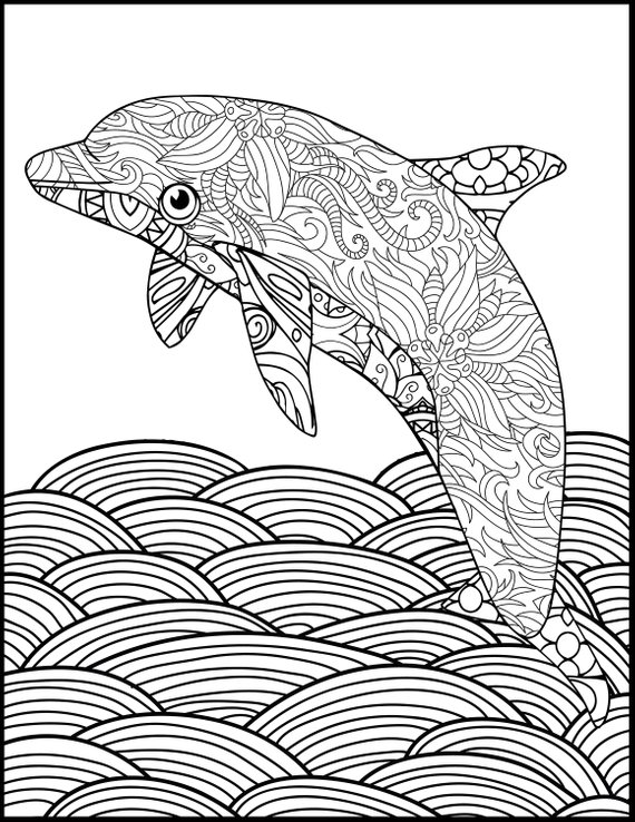 dolphin coloring pages for adults