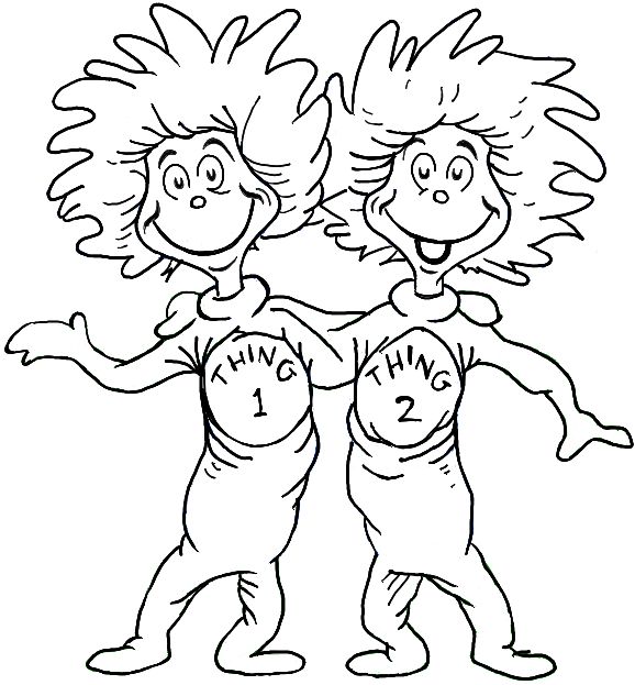 dr seuss coloring pages thing 1 and thing 2