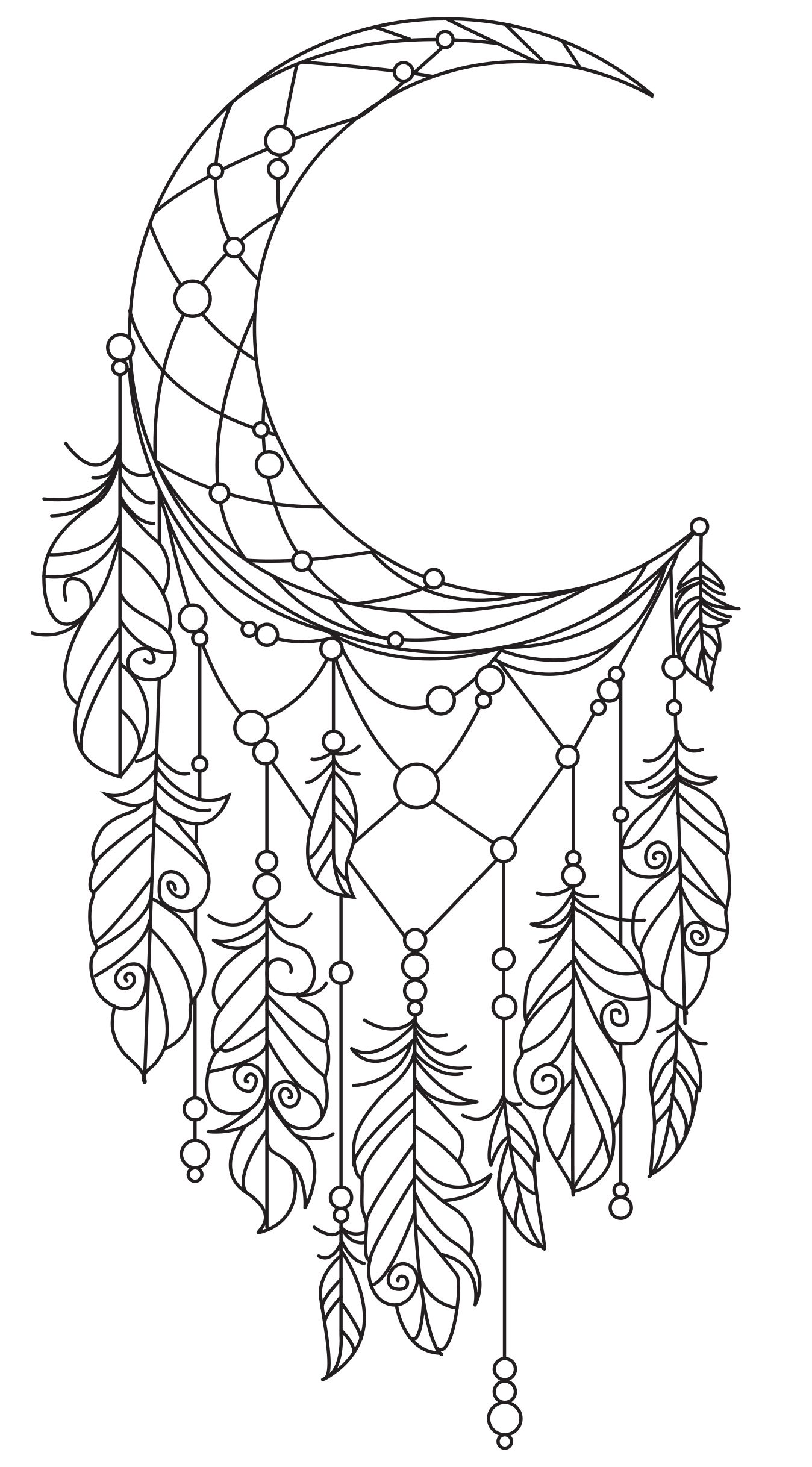 adult moon dream catcher coloring pages
