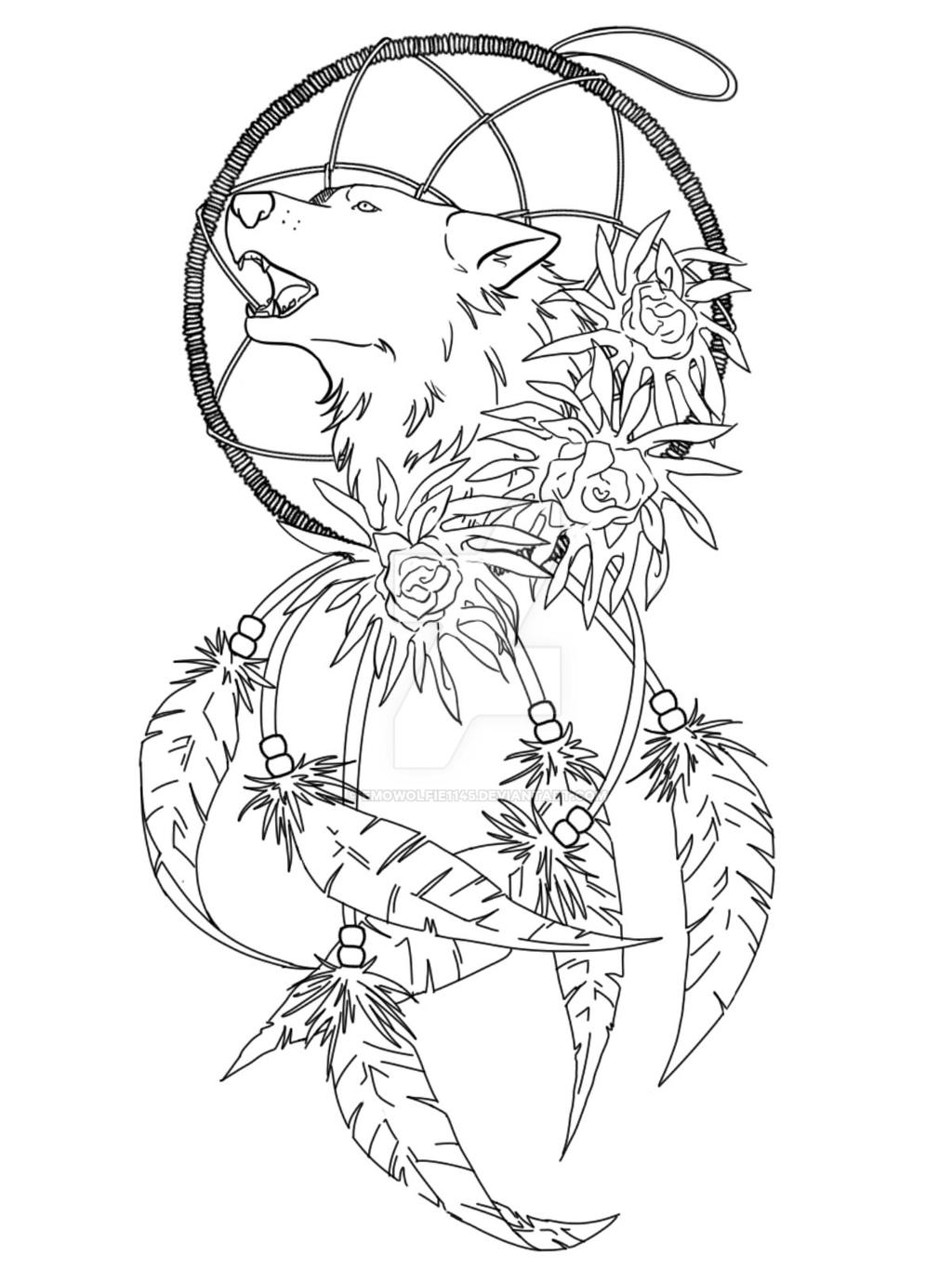 wolf dream catcher coloring pages