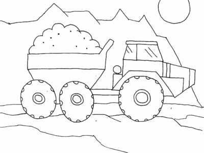 dump truck loaded with sticks coloring pages