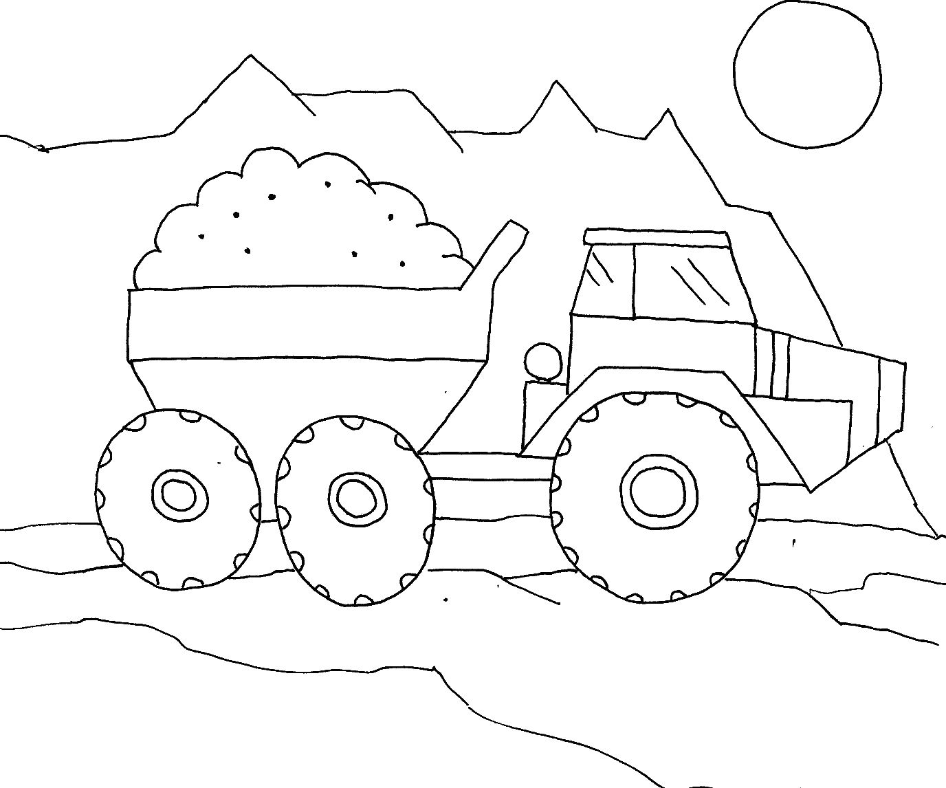 dump truck loaded with sticks coloring pages