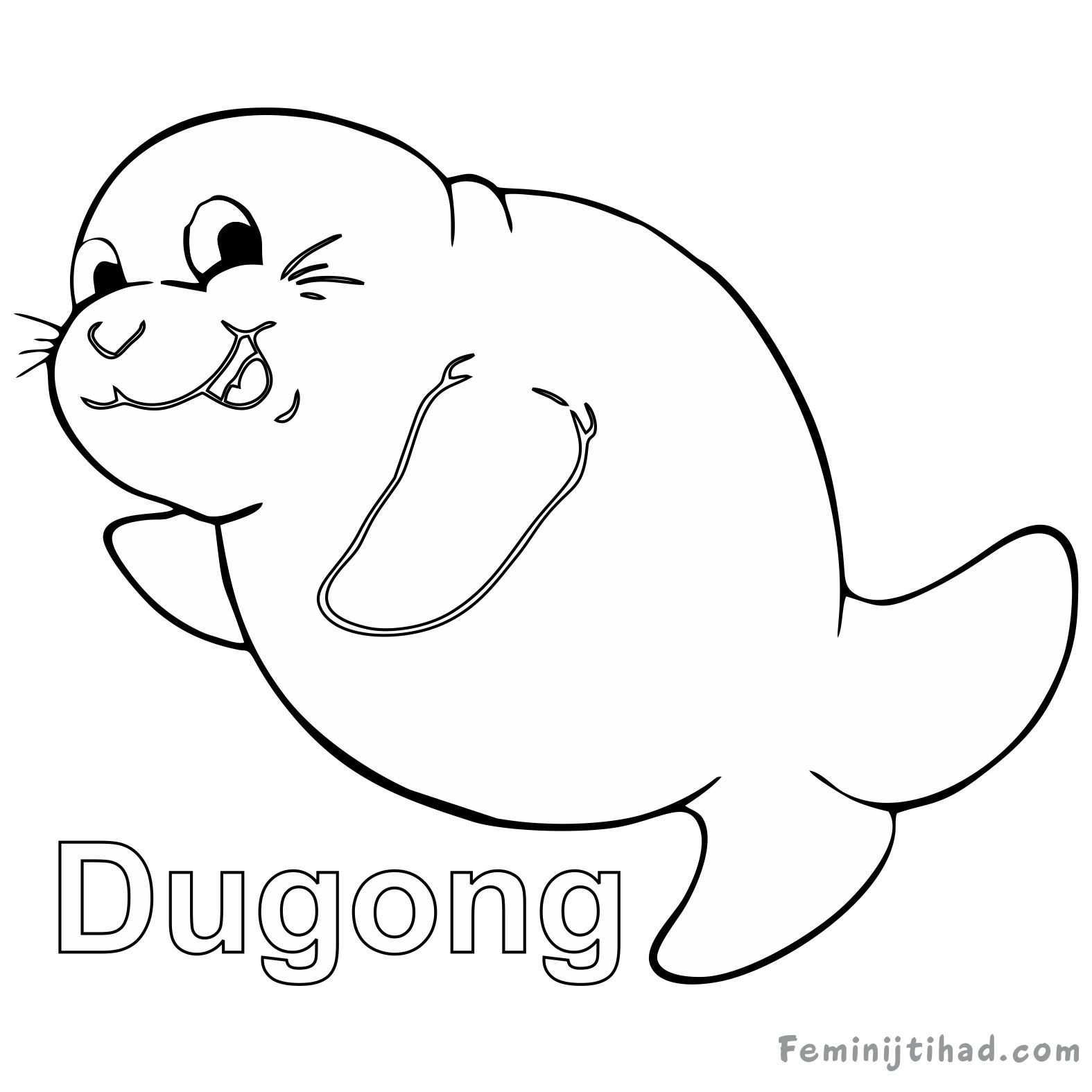 easy dugong coloring page