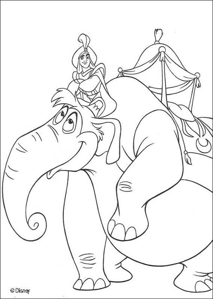 elephant and aladdin coloring pages