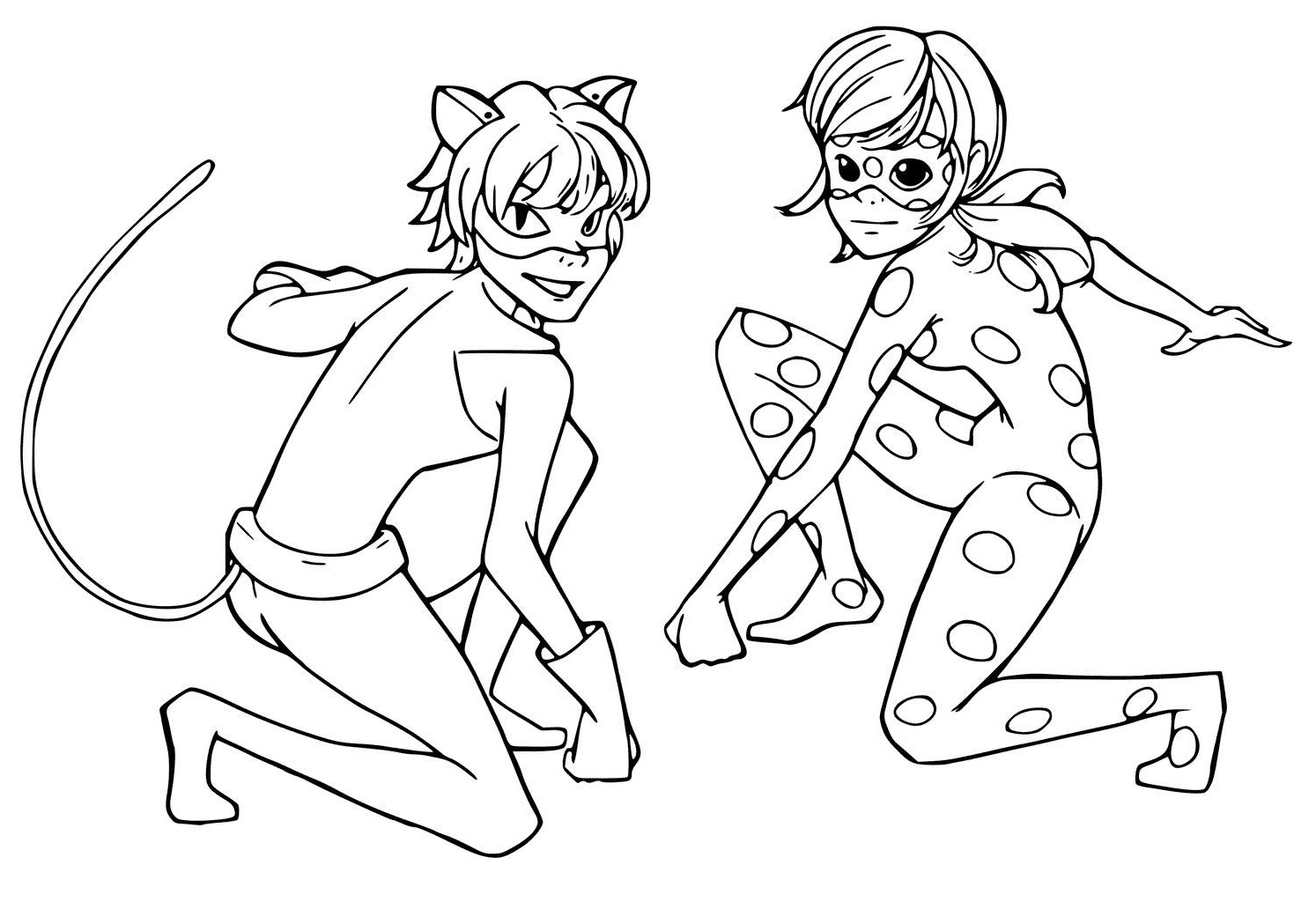 miraculous ladybug and cat noir coloring pages online