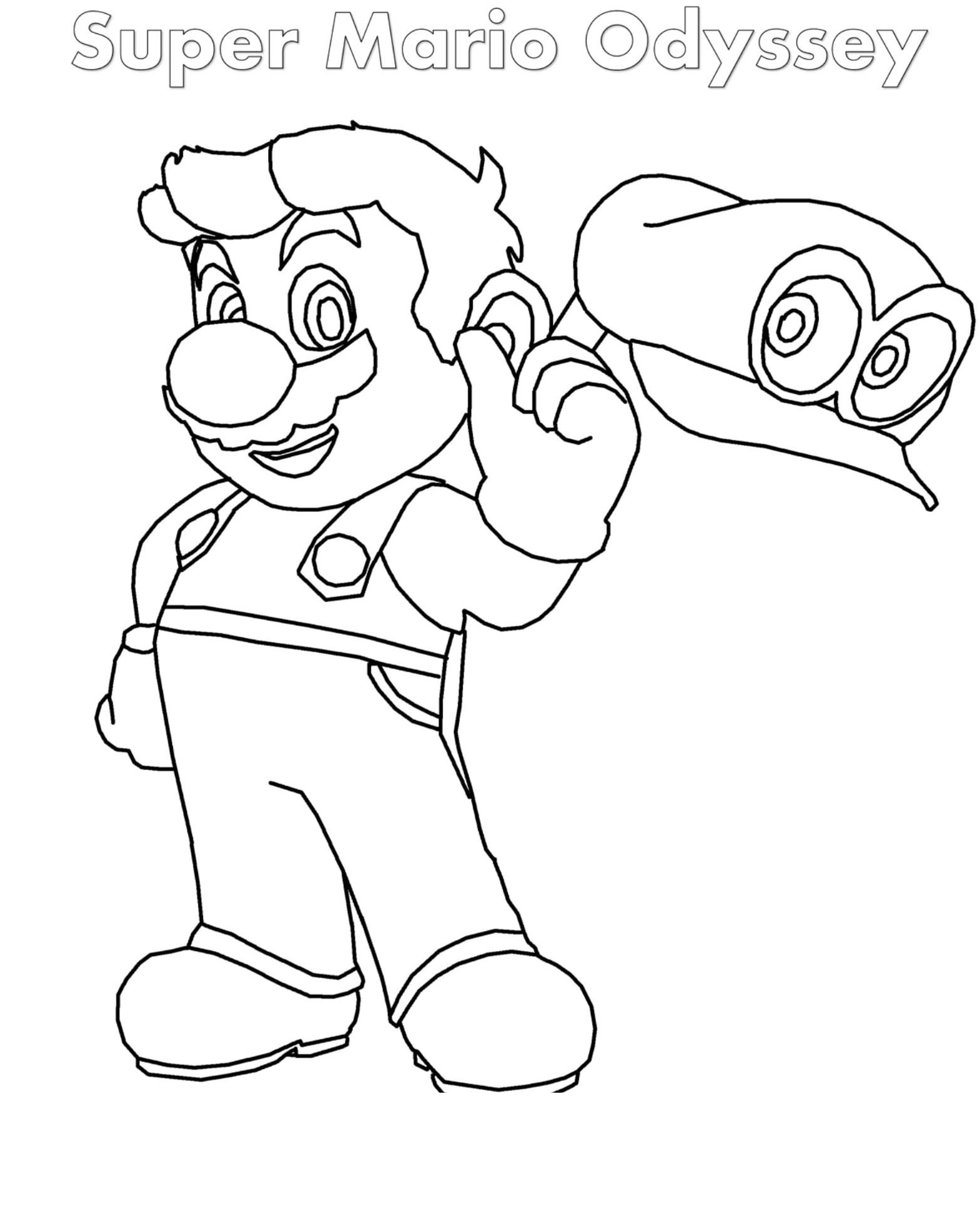 mario odyssey free coloring pages