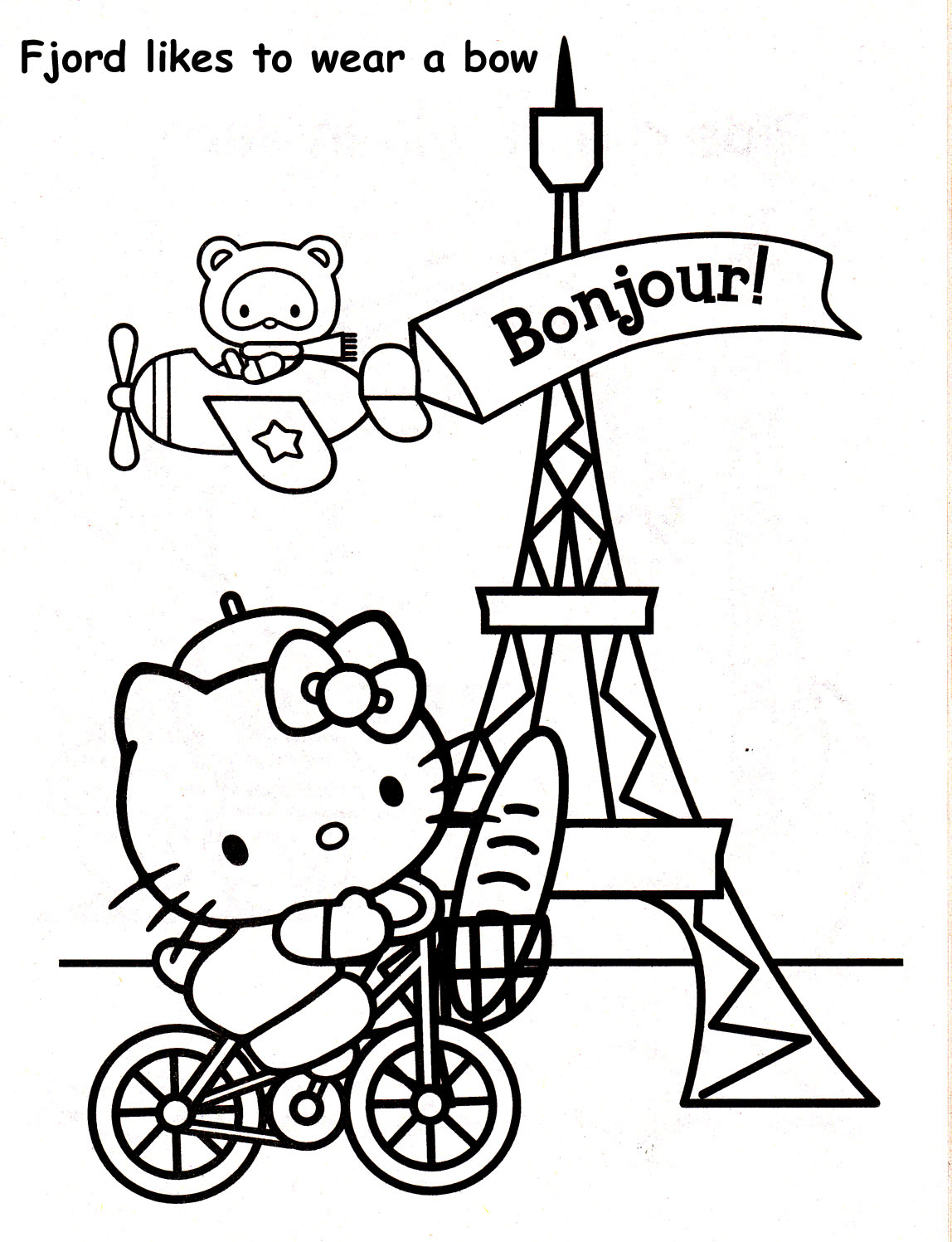 hello kitty in paris coloring pages
