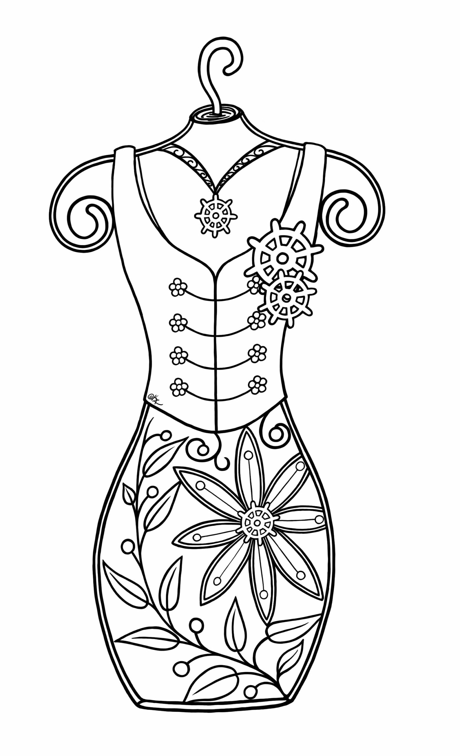 steampunk fashion coloring pages
