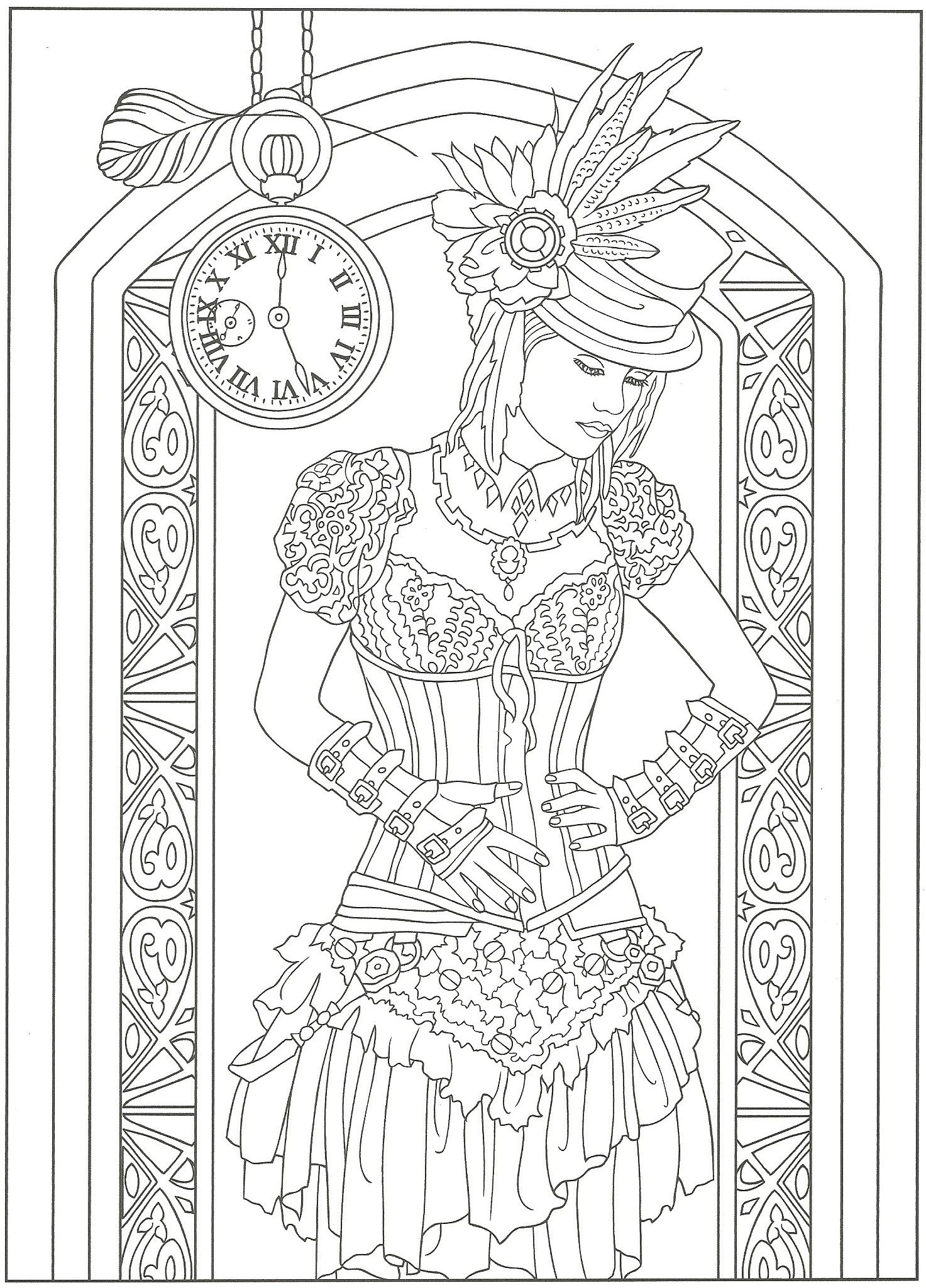 steampunk girl coloring pages