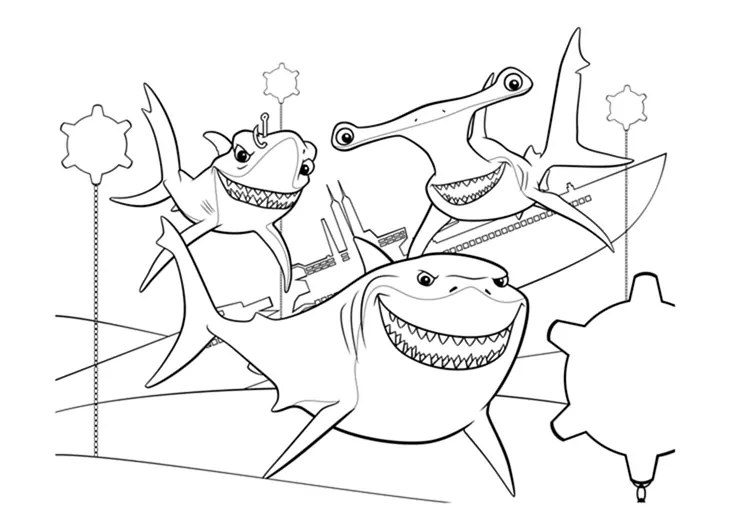 finding nemo shark coloring pages