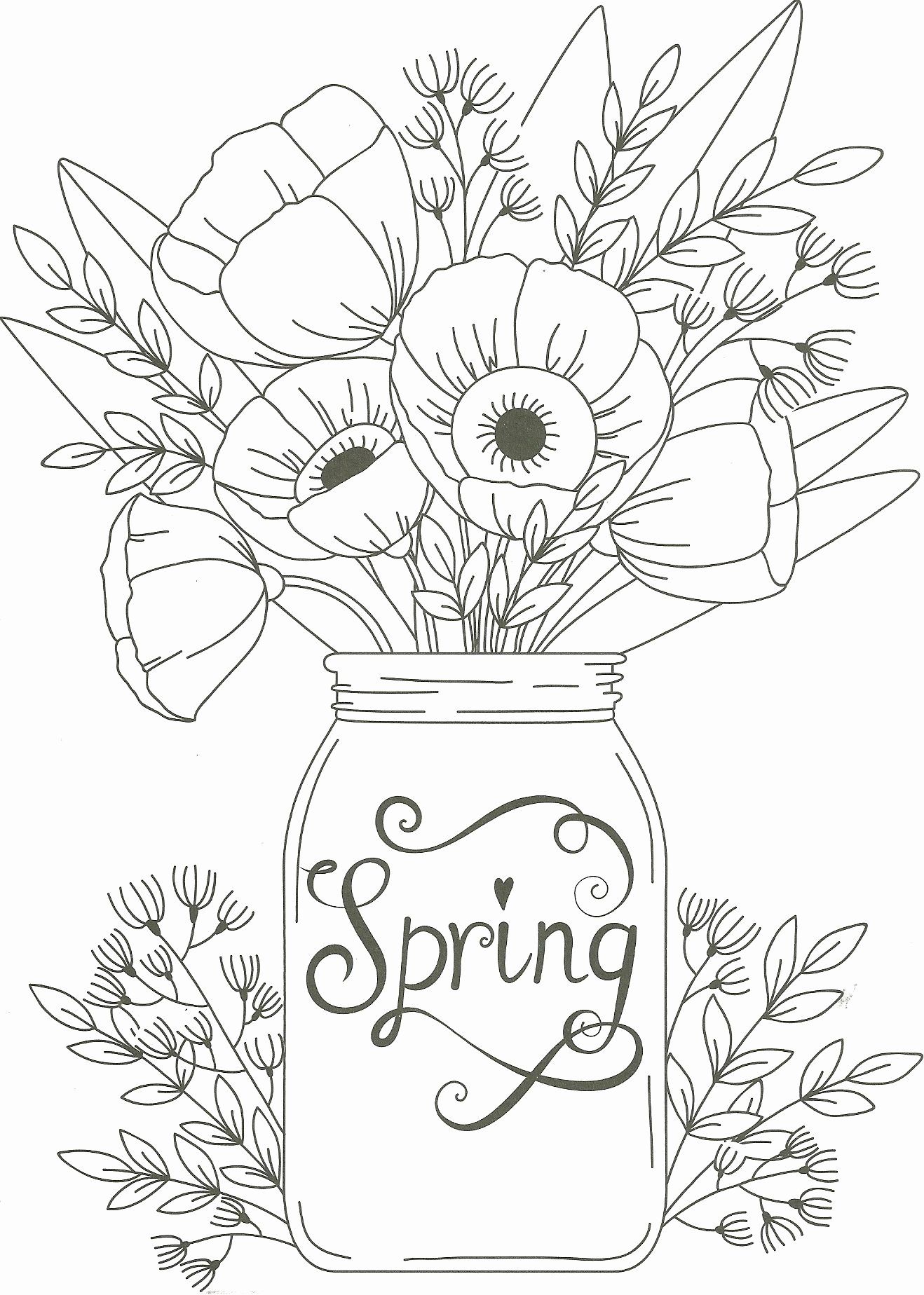 spring time bunnies with flower coloring pages