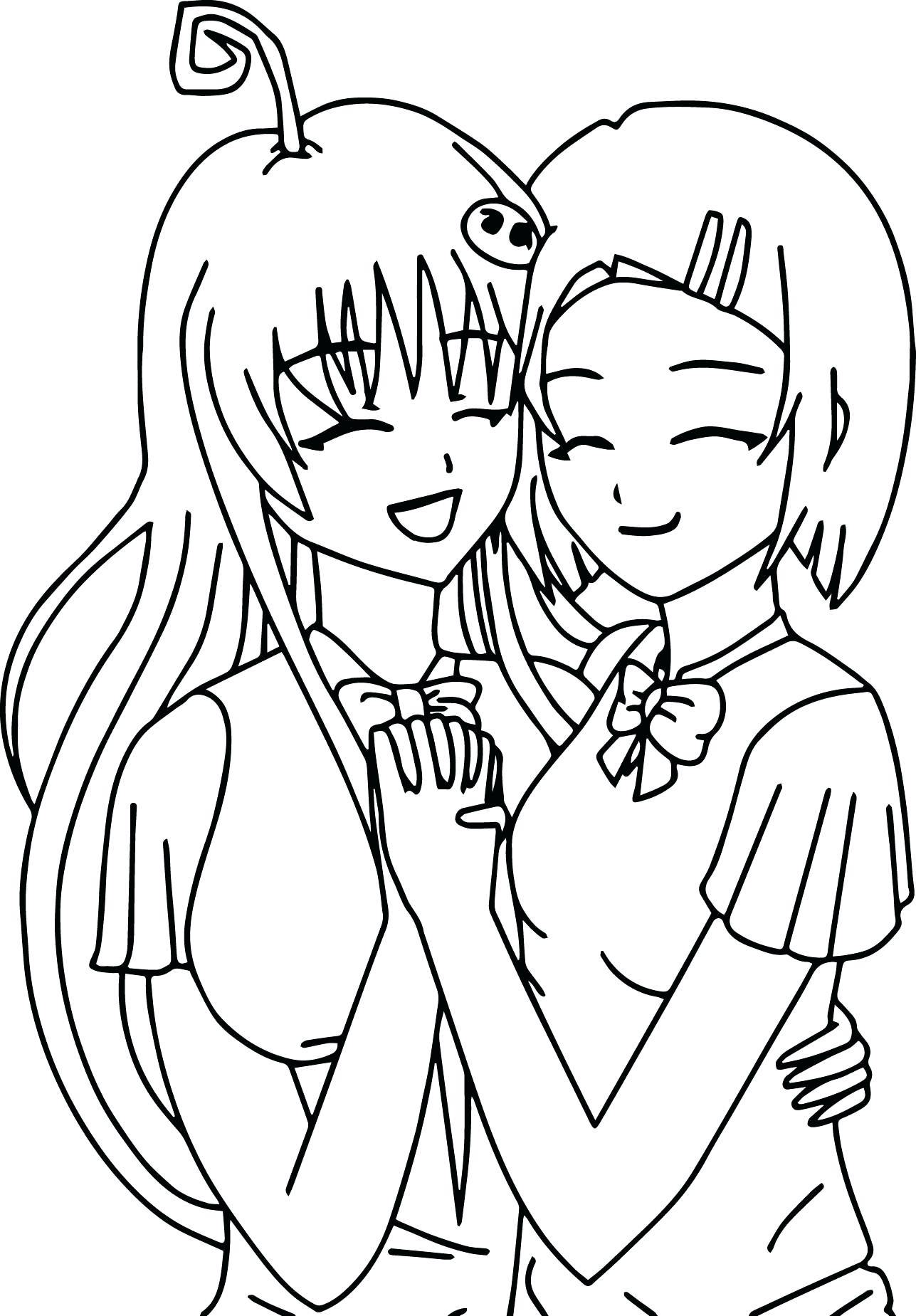 cute anime girl coloring pages bff