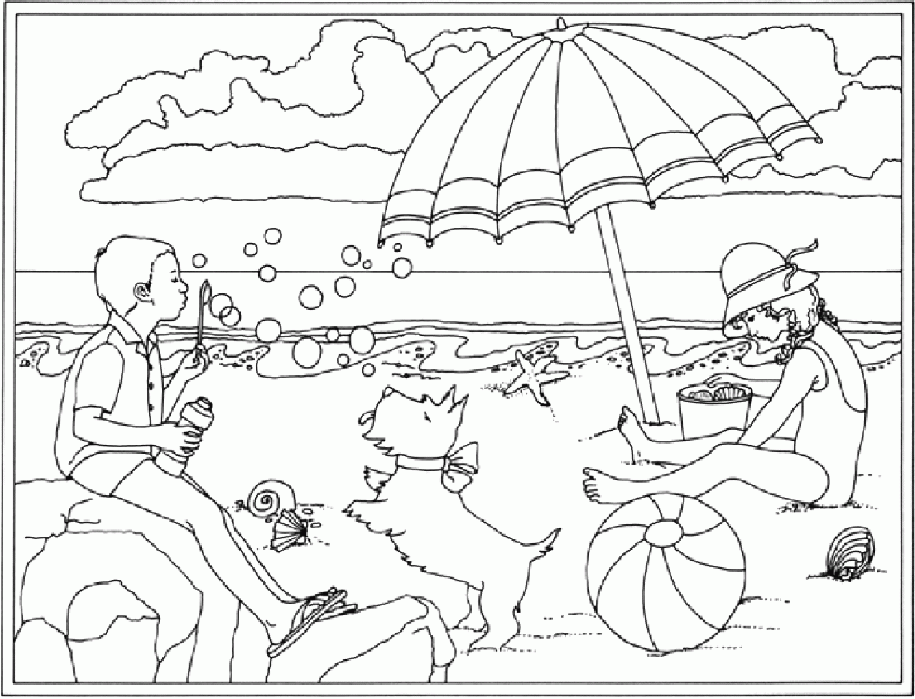free coloring pages beach