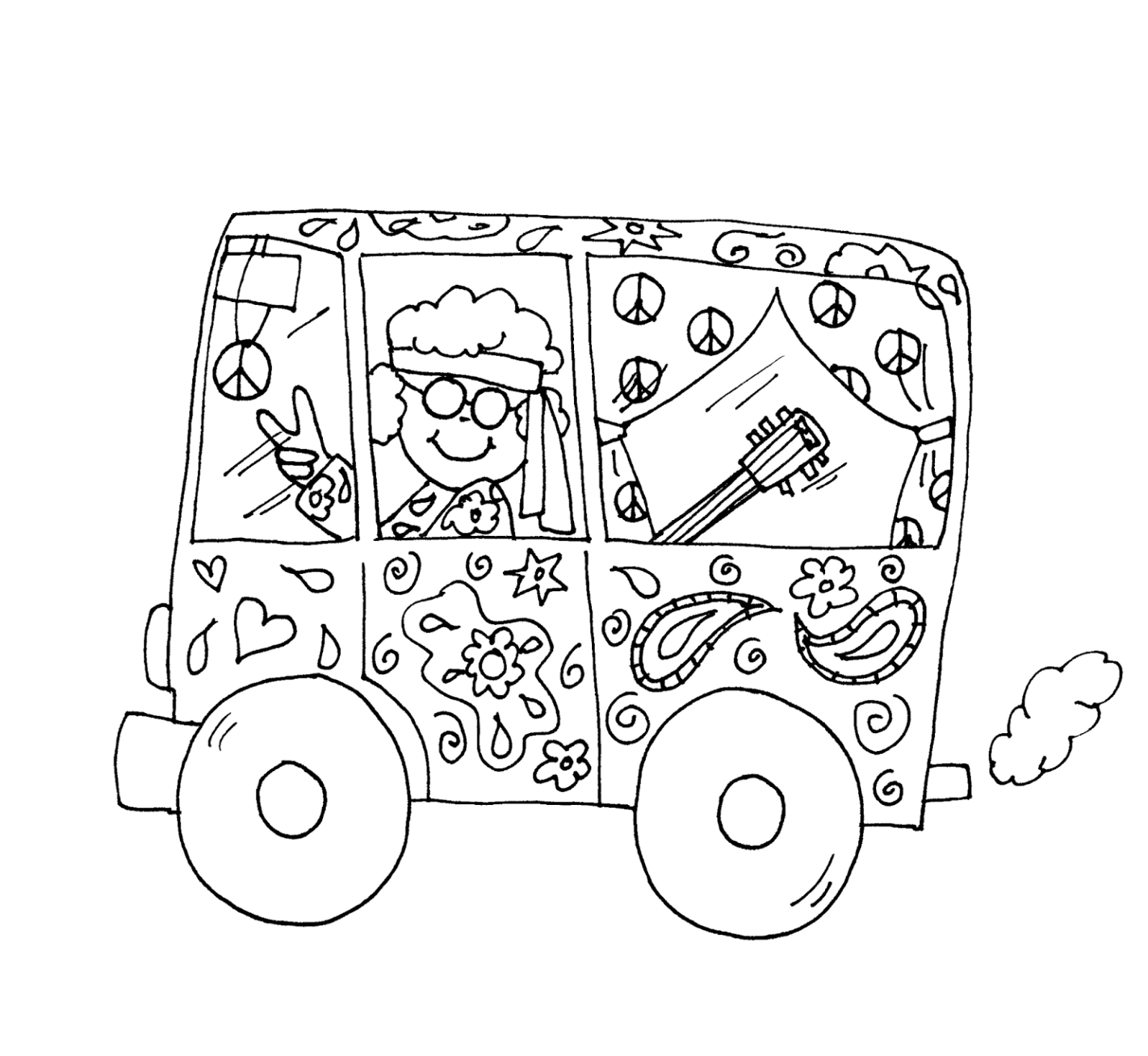 Free Hippie Coloring Pages Pdf - Coloringfolder.com