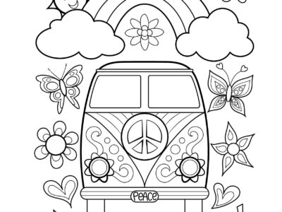 hippie van coloring pages