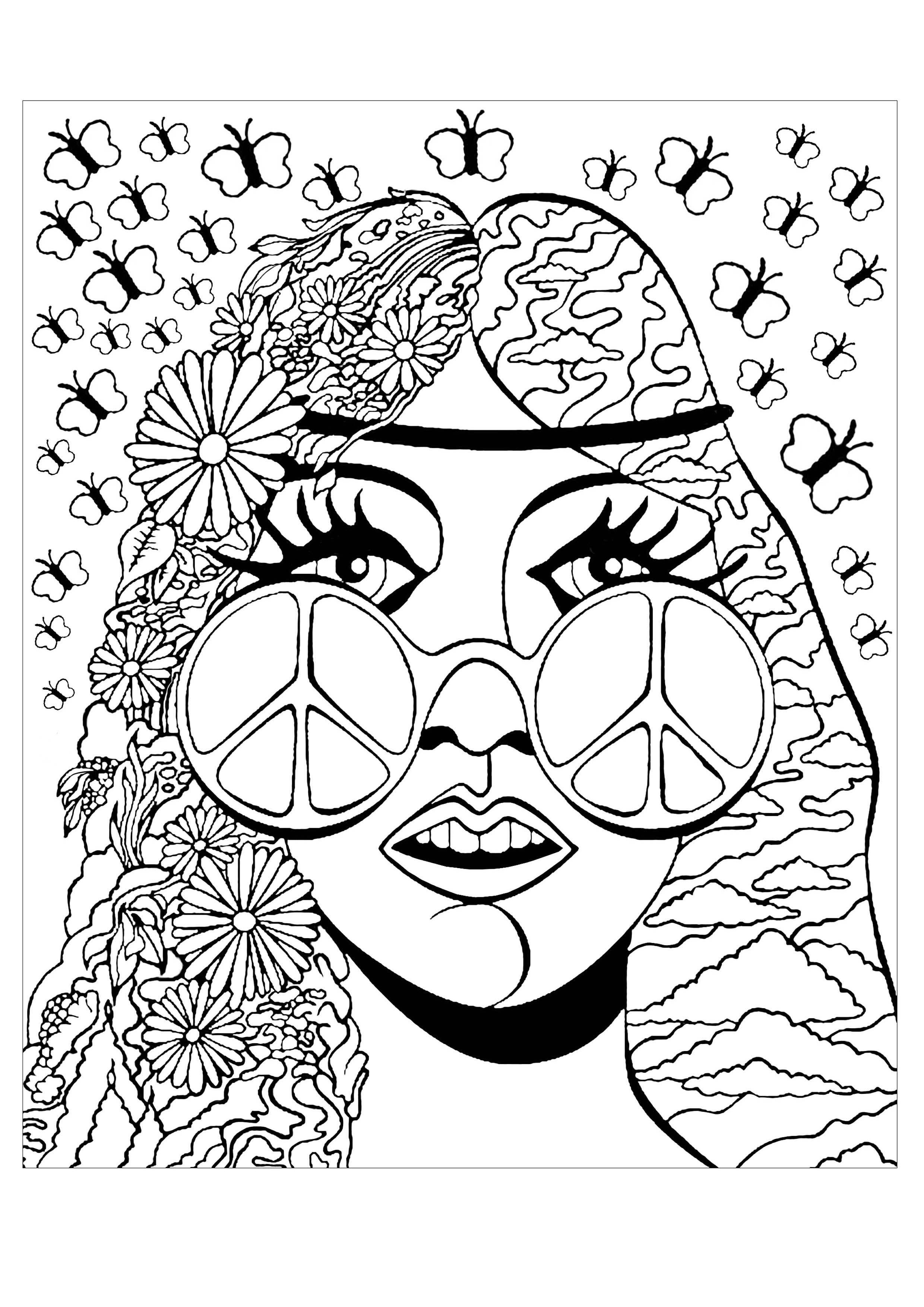 trippy hippie coloring pages