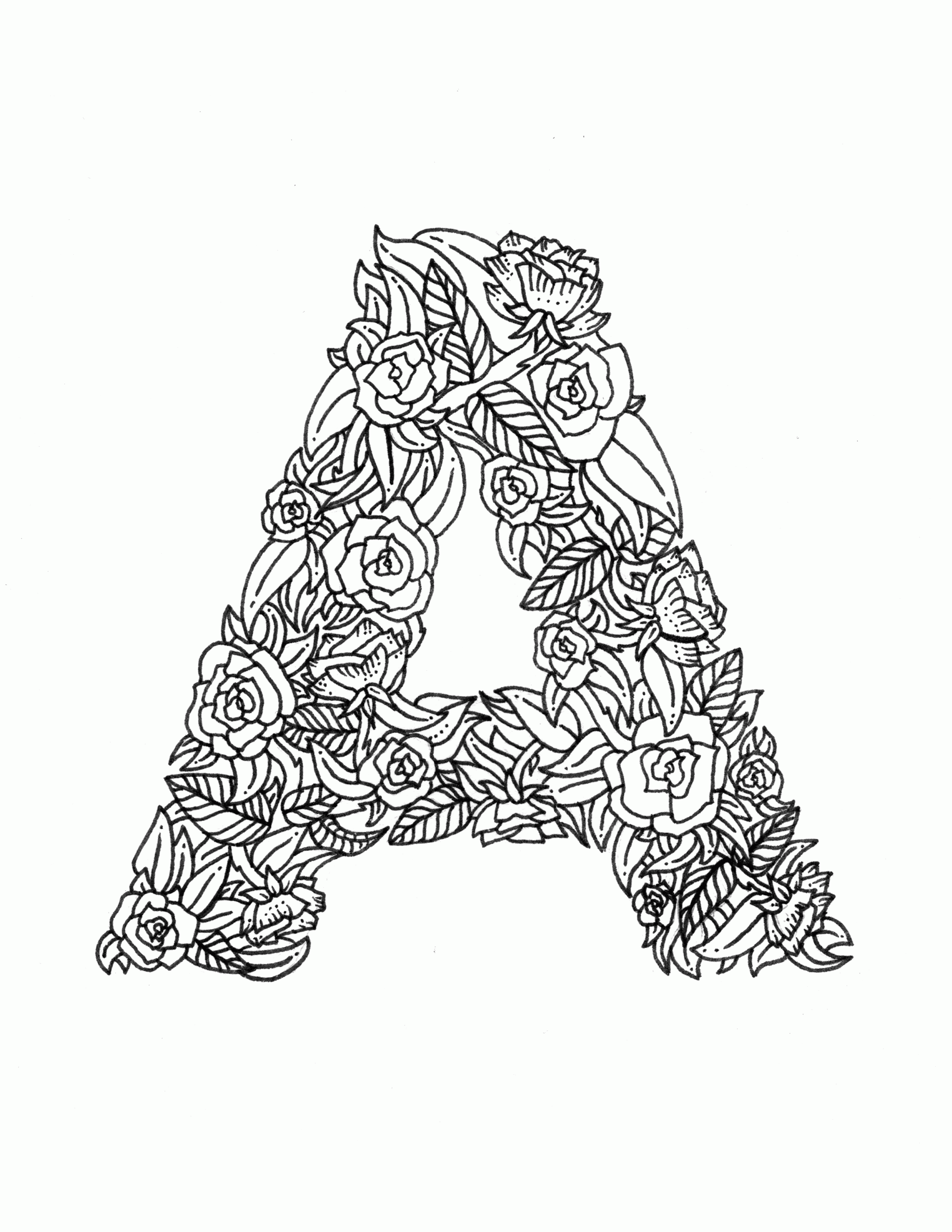 letter a coloring pages for adults