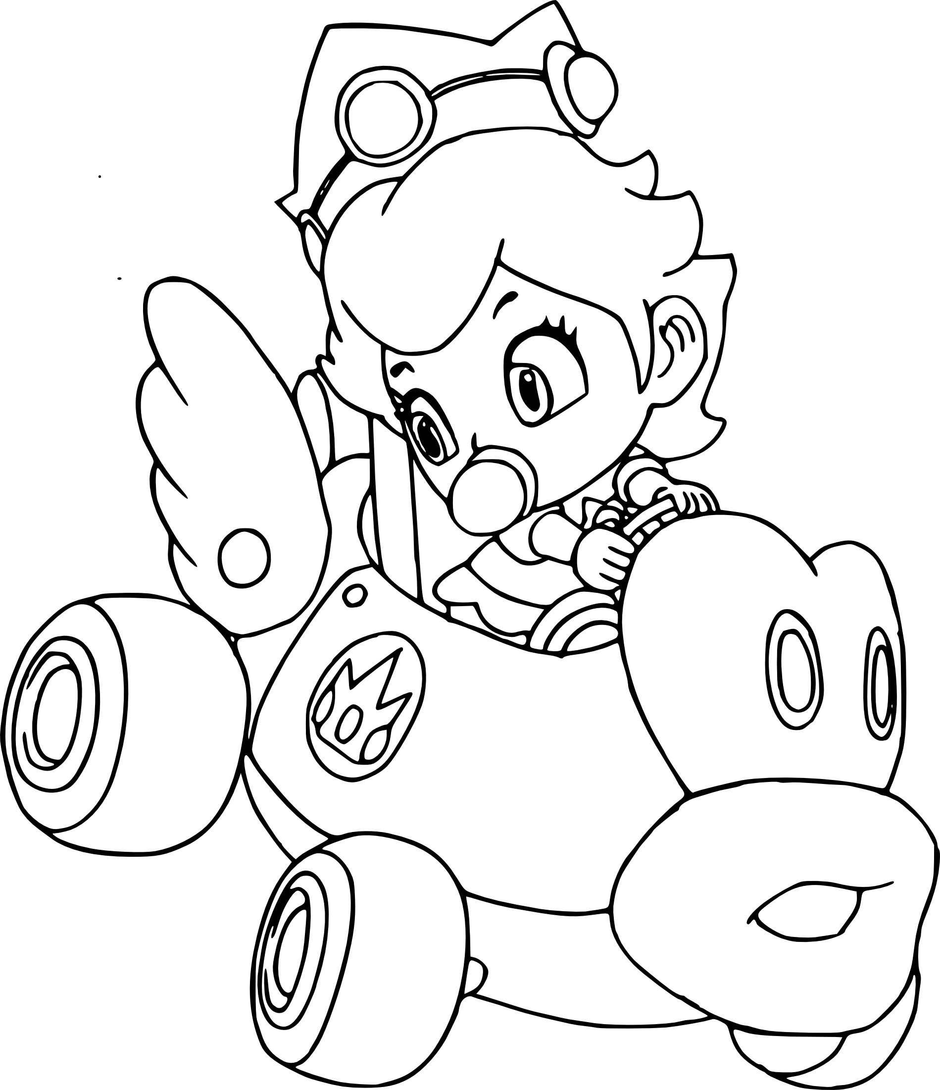 mario kart peach coloring pages