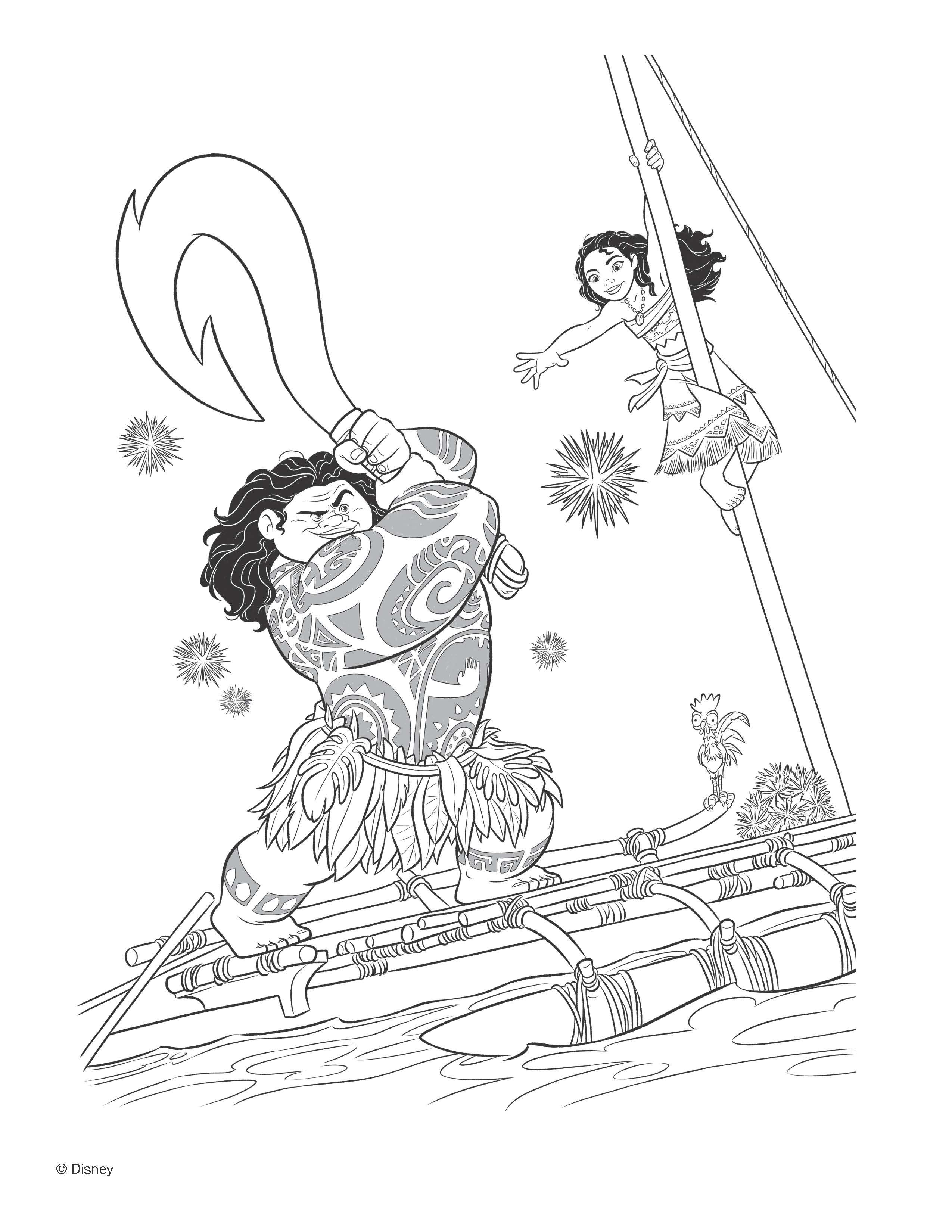 mowana and maui coloring pages