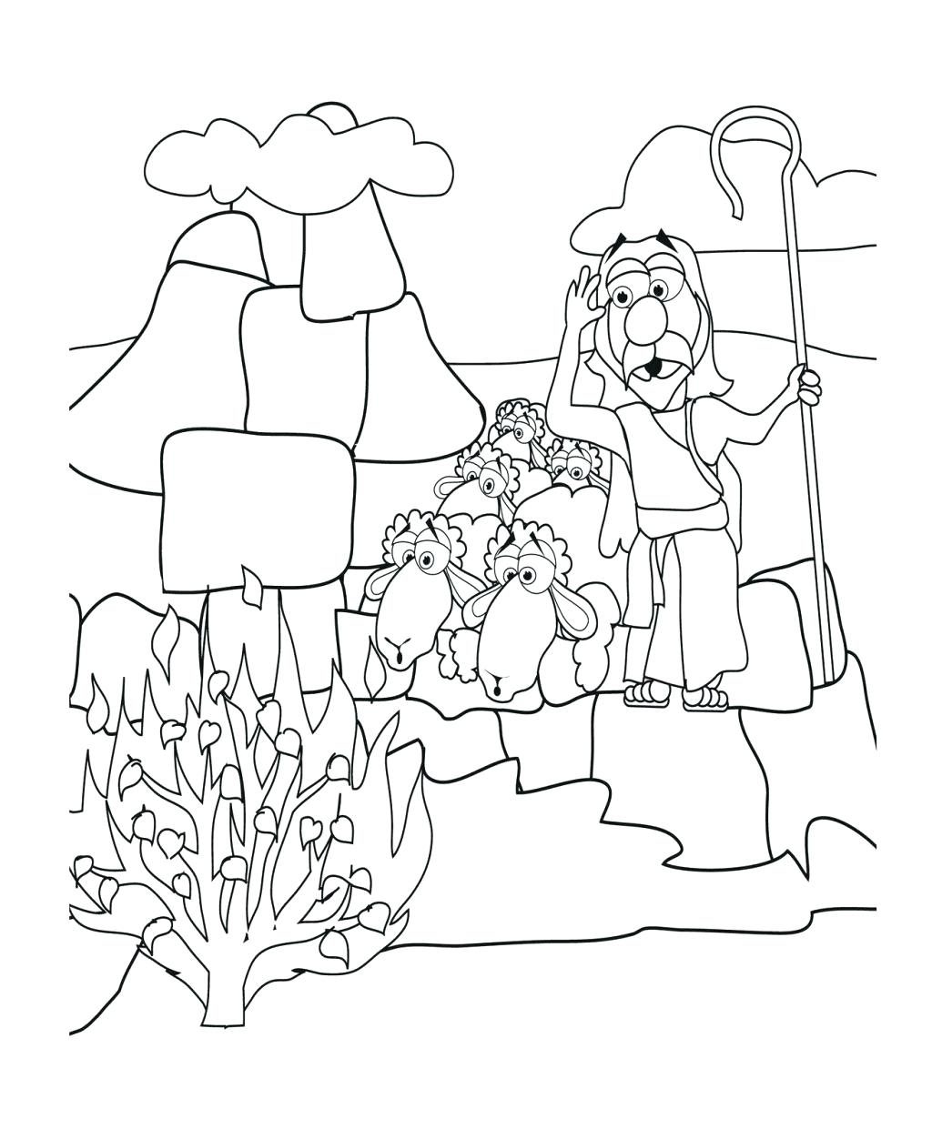 moses and burning bush coloring pages