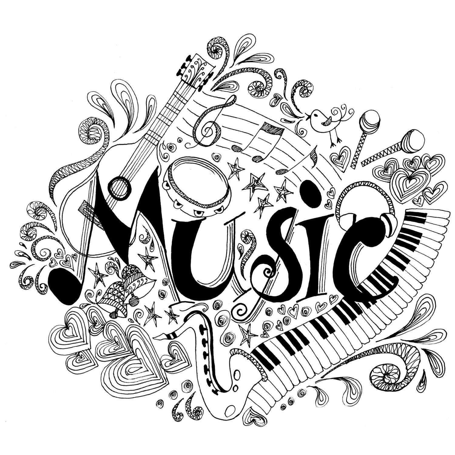 music coloring pages for adults