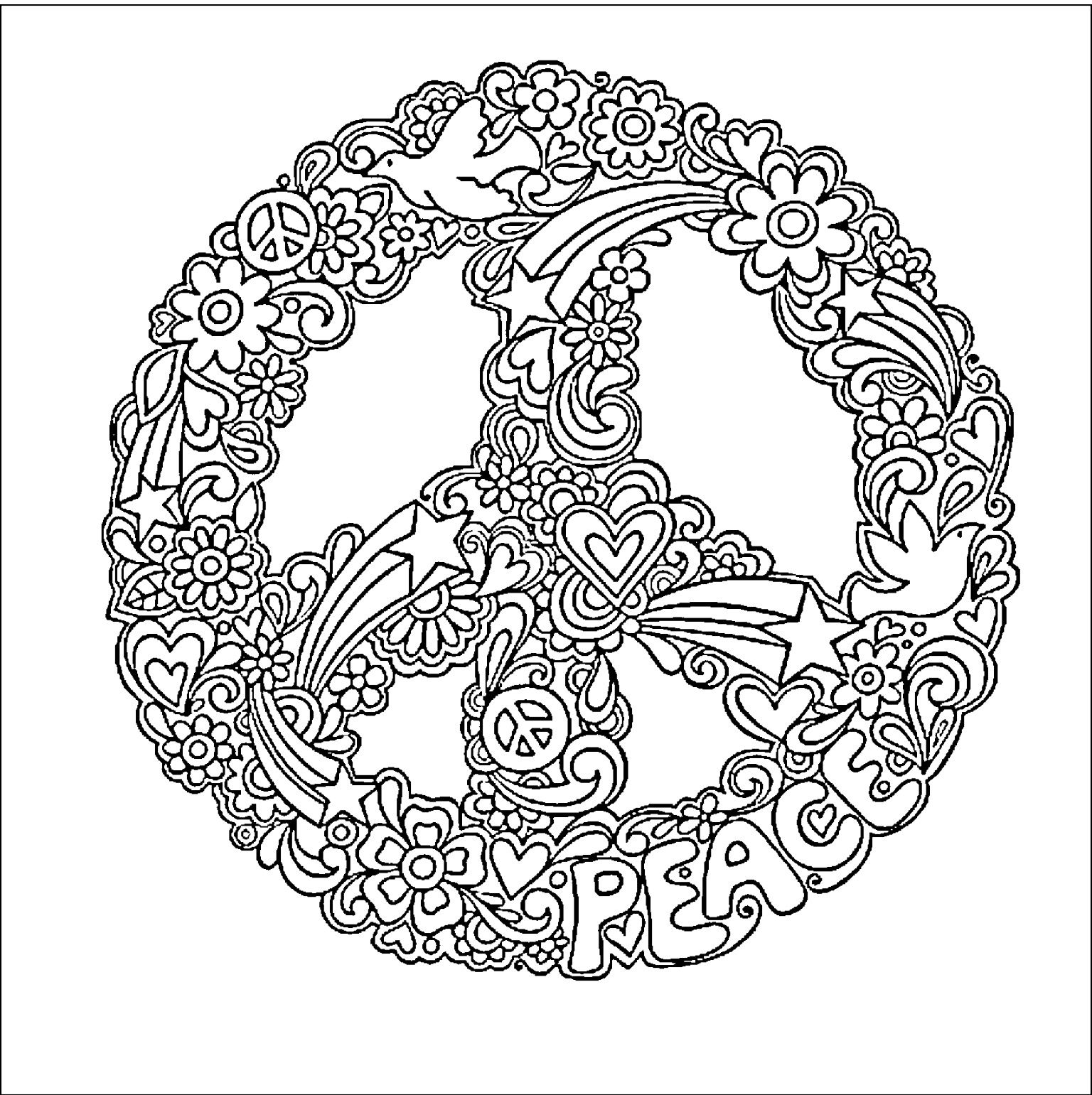 coloring pages of a peace sign
