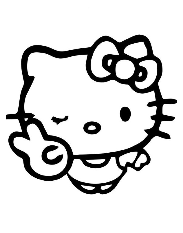 hello kitty peace sign coloring pages