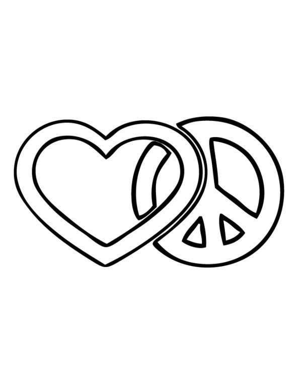 love and peace sign coloring pages